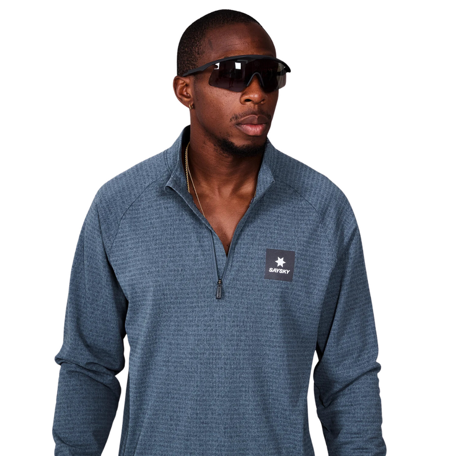 Saysky Blaze Half Zip Lightweight Fleece | Blue Melange | The Run Hub