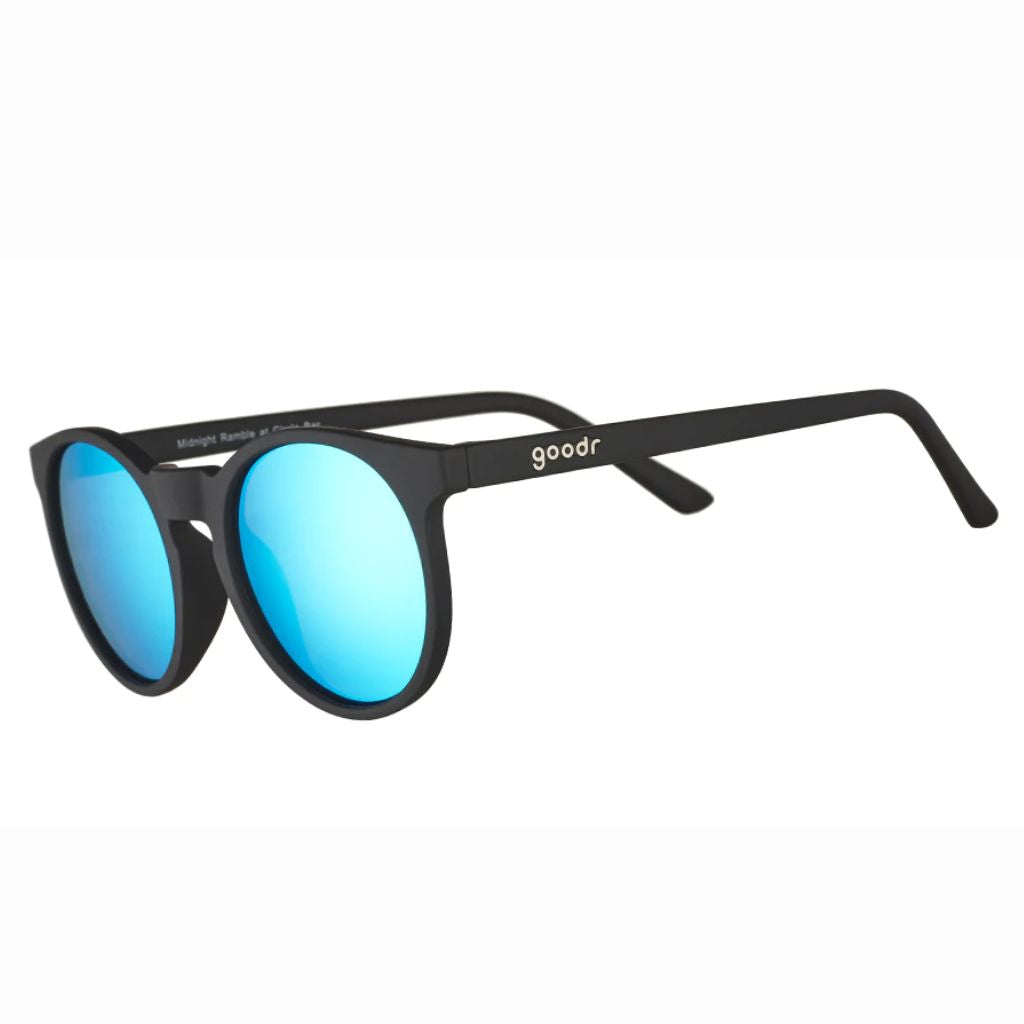 Goodr Midnight Ramble At The Circle Bar | Round Blue Lens Sunglasses | The Run Hub